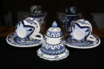 Mavi Beyaz İki Kişilik Kahve Seti - Çini Evi (1)