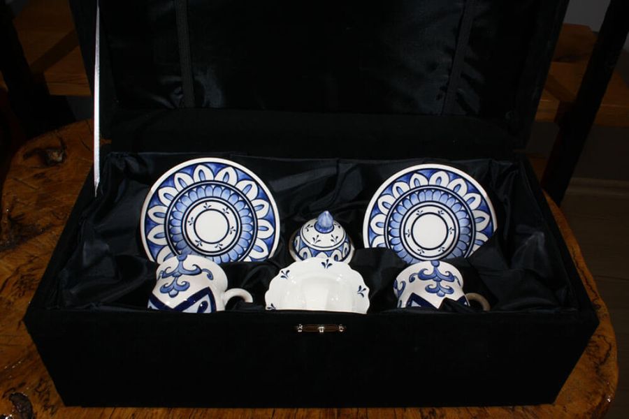 Mavi Beyaz İki Kişilik Kahve Seti - 3