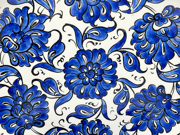 Mavi Beyaz Lotus Desenli İznik Çini Tabak - 2