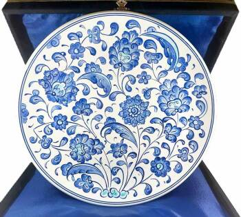 Mavi Çiçek Bahçesi – İznik Çini Tabak - Çini Evi