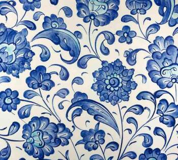 Mavi Çiçek Bahçesi – İznik Çini Tabak - 3