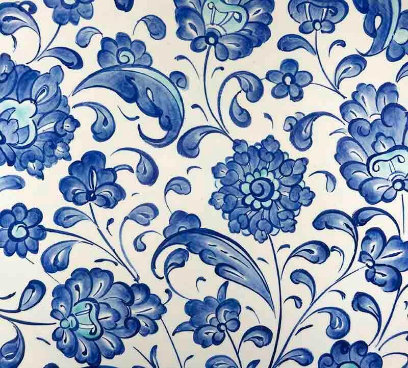 Mavi Çiçek Bahçesi – İznik Çini Tabak - 3
