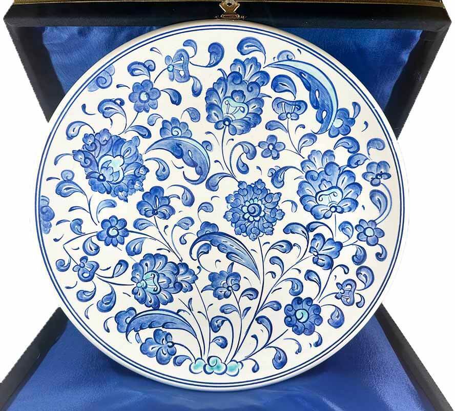 Mavi Çiçek Bahçesi – İznik Çini Tabak - 1