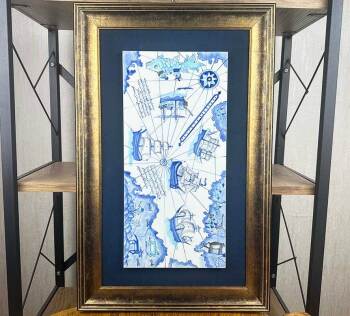 Mavi Cihan – Piri Reis Haritası İznik Çini Pano - Çini Evi