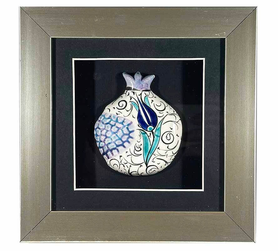 Mavi Lale – İznik Çinili Nar Plaket - 1