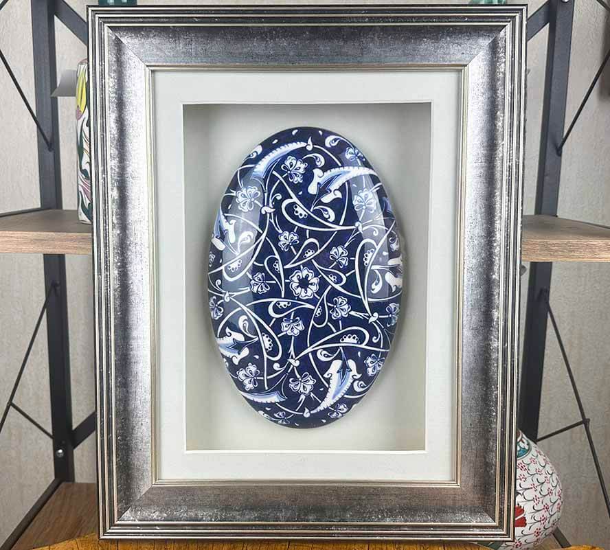 Mavi Zemin Lotus Desenli İznik Çinili Duvar Süsü - Diplomatik Hediye - 1