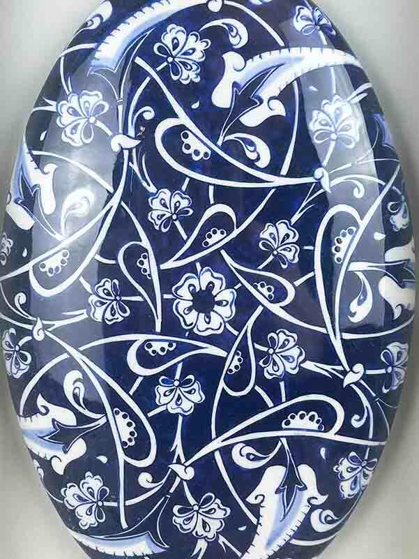 Mavi Zemin Lotus Desenli İznik Çinili Duvar Süsü - Diplomatik Hediye - 2