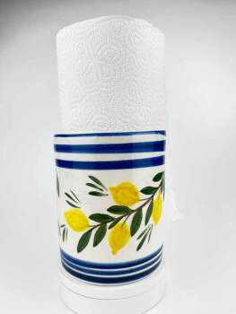 Mediterranean Lemon Branch Pattern Ceramic Paper Towel Holder - 2