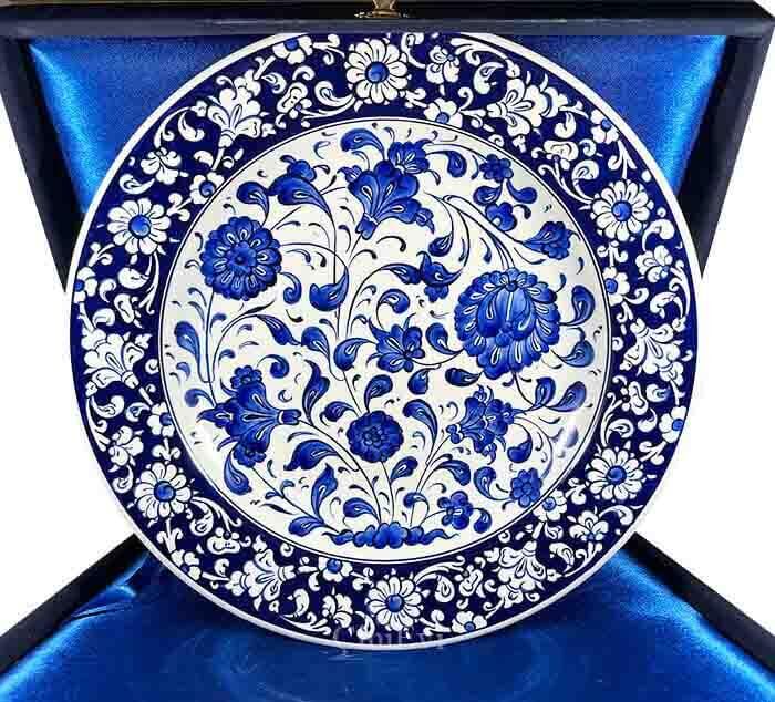 Meeting Gift Blue White Iznik Ceramic Plate - 1