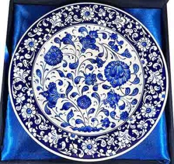 Meeting Gift Blue White Iznik Ceramic Plate - 3