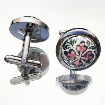 Milk Coffee Halic Pattern Iznik Ceramic Cufflinks - 1