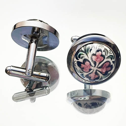 Milk Coffee Halic Pattern Iznik Ceramic Cufflinks - 1
