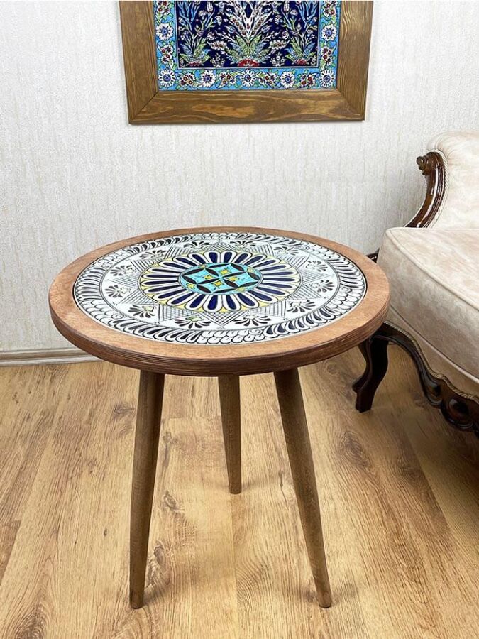 Millet Ishi Motif Iznik Ceramic Side Table - 1
