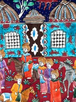 Miniature Iznik Ceramic Plate - Madrasa Courtyard - 2