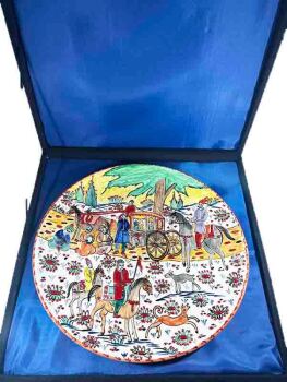 Miniature Iznik Ceramic Plate - Palace Carriage Procession - 3