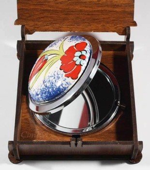 Miroir de maquillage de motif rose - Çini Evi (1)