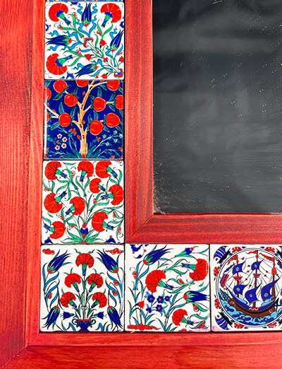 Miroir à motifs de carreaux de cadre rouge - 2