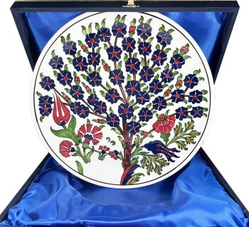 Modèle d'arbre de vie de conception spéciale avec assiette de poterie Iznik - 1