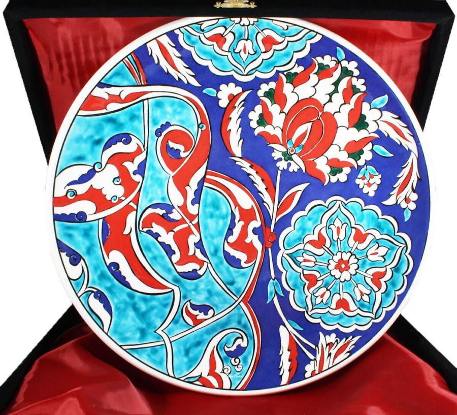 Modèle de paradis 30 cm Plate de poterie Iznik - 1