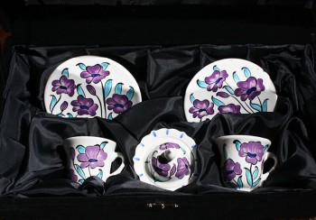 Mohnblumenblüten-Muster-Keramikkaffee-Set - 3