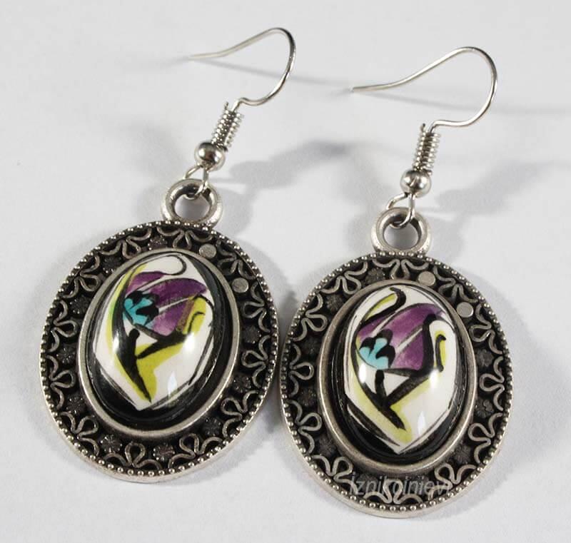 Mor Lale İznik Çini Küpe - 1