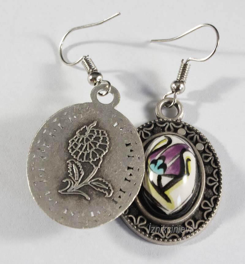 Mor Lale İznik Çini Küpe - 2