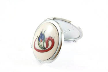 Motif anemon tulip et vav Miroir de maquillage de poterie Iznik - 2