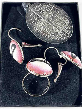 Mürdüm Vav Desenli Takı Seti - Çini Evi (1)