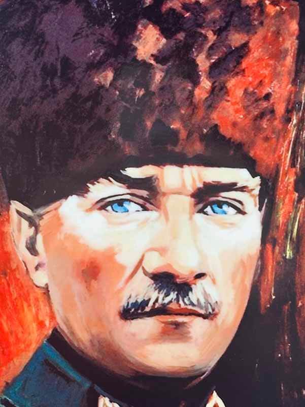 Mustafa Kemal Atatürk Wandbild – Seramikdruck mit Holzrahmen - 2