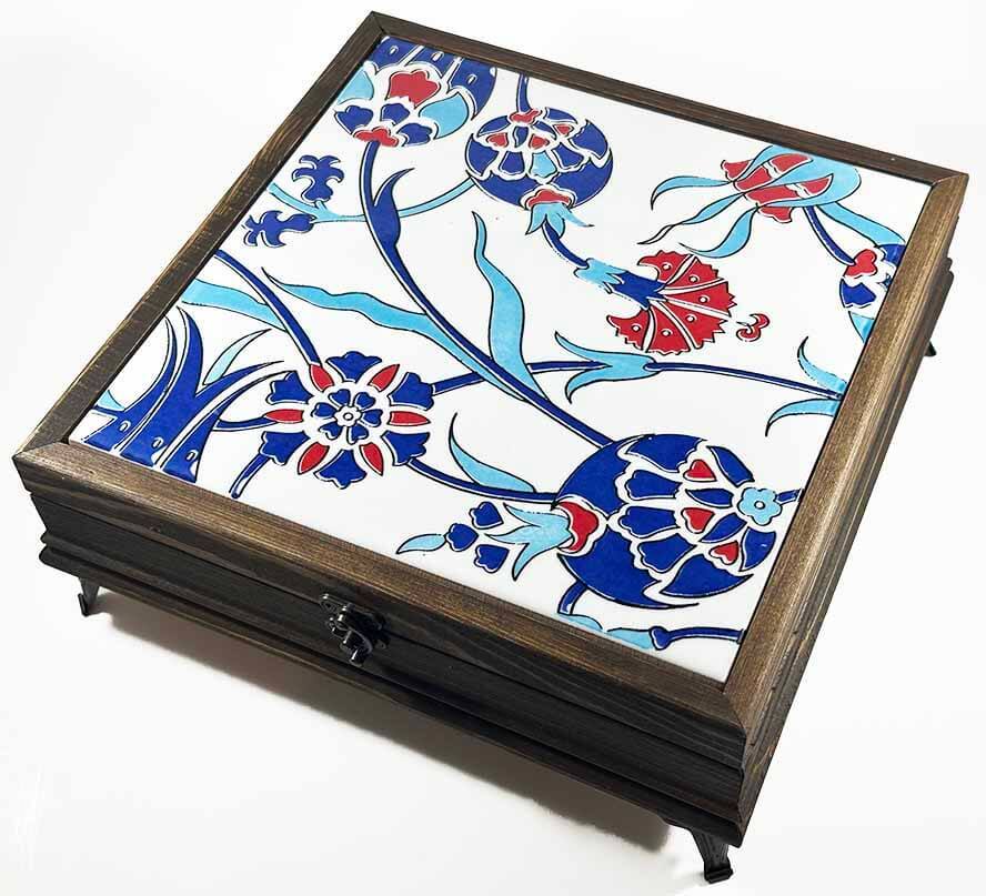 Nar and Carnation Wooden Storage Box - 1