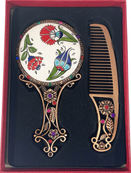 Pomegranate and tulip mirror set - Çini Evi