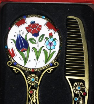 Nar ve Lale Ayna Set - Çini Evi