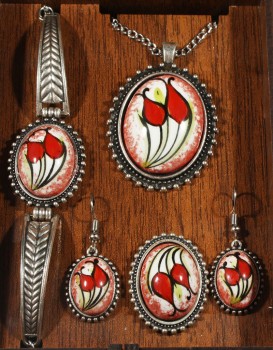 Neujahrsgeschenk Tulip Patterned Iznik Tile Jewelry Set - 2