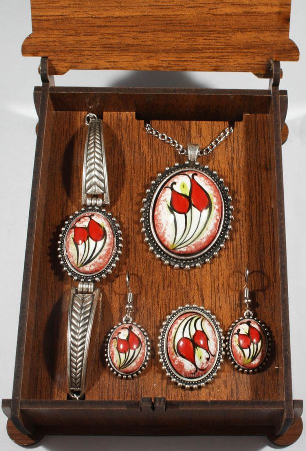 Neujahrsgeschenk Tulip Patterned Iznik Tile Jewelry Set - 1
