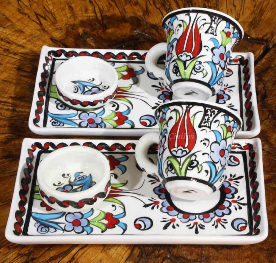 New Business Gift Dual Iznik Pottery Coffee Set - 1