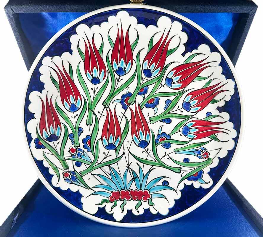 New Home Gift - Tulip Garden Iznik Ceramic Plate - 1