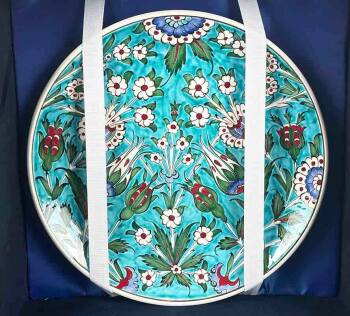 VIP Iznik Ceramic Vase and Plate Set for New Job or Promotion Gift - 2