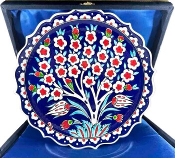 New Job Gift Tree of Life Motif Iznik Ceramic Plate - Çini Evi