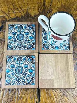 New Job Gift Wooden Coaster Set - Çini Evi (1)