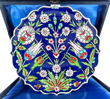 Night Garden Motif 25cm Iznik Ceramic Plate - Çini Evi