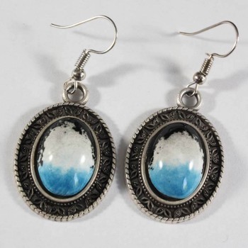 Night Motive Modern Pattern Iznik Earrings - 1