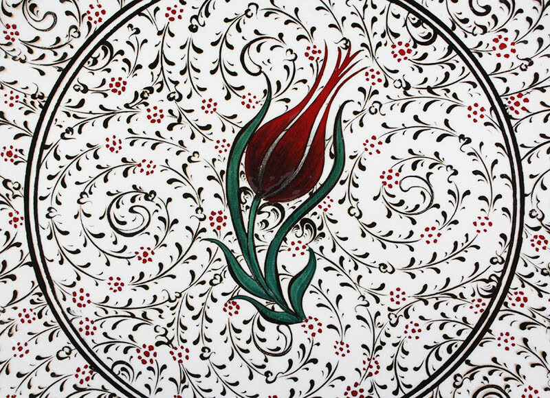 Office Gift Vip Tulip Patterned 30cm Iznik Tile Plate - 2