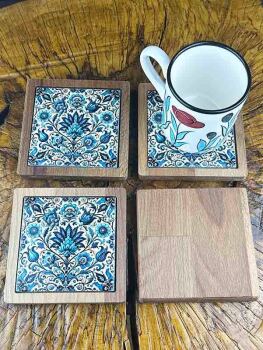 Office Gift Wooden Coaster Set - Çini Evi (1)