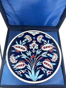 Official Ceremony Gift, Carnation Patterned Handmade Iznik Ceramic Plate - 3