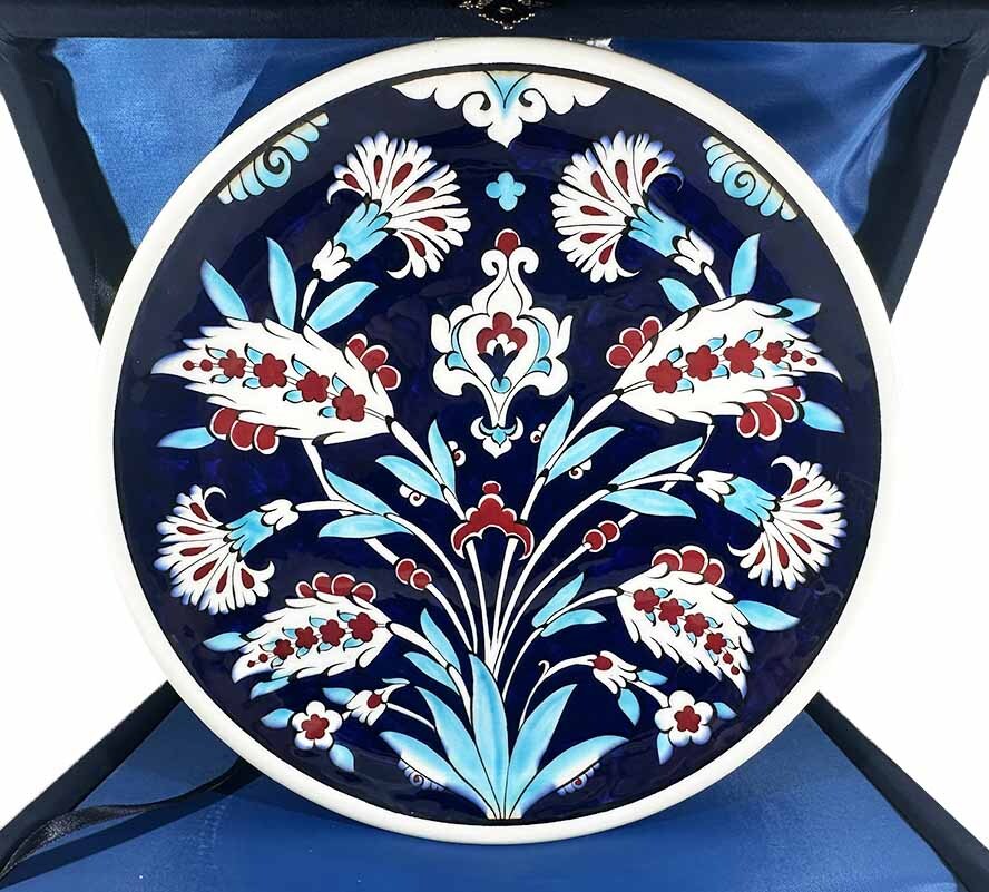 Official Invitation Gift, Carnation Pattern Handmade Iznik Ceramic Plate - 1