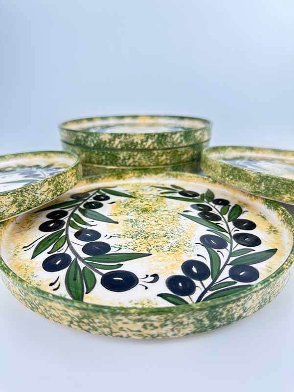 Olive Branch Pattern 6-Piece Ceramic Dessert Plate Set - 2
