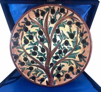 Olive Branch Pattern Iznik Tile Plate - Çini Evi