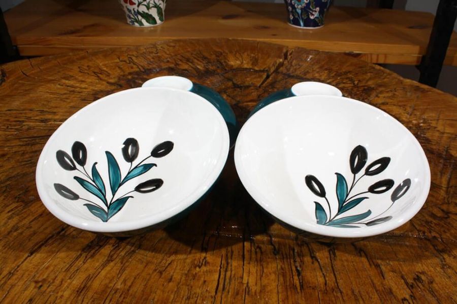 Olive Pattern 4-Piece Iznik Ceramic Bowl Set - 2