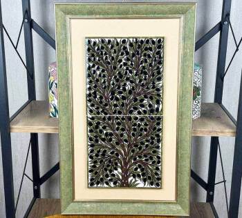 Olive Tree Motif Iznik Ceramic Panel - Çini Evi
