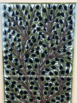 Olive Tree Motif Iznik Ceramic Panel - Çini Evi (1)